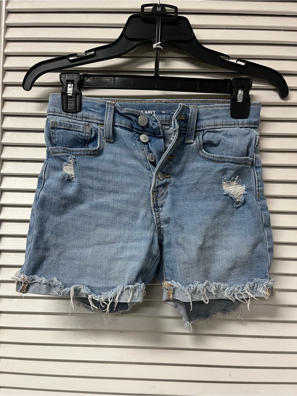 Old Navy Light Blue Distressed Denim Shorts Sz 10 kids high rise